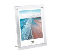 8x10 Modern Acrylic Photo Frame, Clear Glass-Like Desk Picture Frame with Stand off & Hanging String, Frameless Floating Look, Self-Standing Desktop or Wall Mount, Horizontal & Vertical Display