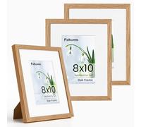 8x10 Photo Frame, 3 Pack Oak 8x10 inch Picture Frame for Home Office Art Prints Decor, 8x10 Photo Frame Matted for 5x7 with Real Tempered Glass for Tabletop & Wall Mounting Display