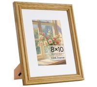 8x10 Photo Frame, 8x10 Inch Solid Oak Wood Wall & Tabletop Picture Frames, 8x10 Matted for 5×7 Inch Picture Frames with Premium Tempered Glass, Wall Mount or Tabletop Display for Home & Wall Decor