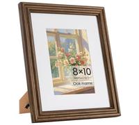 8x10 Photo Frame, 8x10 Inch Walnut Wood Picture Frames Matted for 5×7 Inch Picture Frames with Premium Tempered Glass, Wall Mount or Tabletop Display