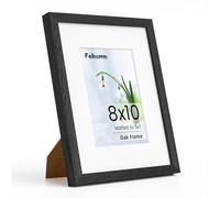 8x10 Photo Frame, Solid Oak Wood 8x10 inch Black Photo Frame for Home & Wall Decor, 8x10 Picture Frame with Mount for 5x7 Inch with Tempered Real Glass, Tabletop & Wall Mounting Display