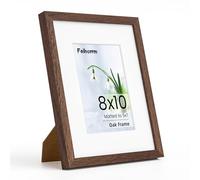 8x10 Photo Frame, Solid Oak Wood 8x10 inch Walnut Photo Frame for Home & Wall Decor, 8x10 Picture Frame with Mount for 5x7 Inch with Tempered Real Glass, Tabletop & Wall Mounting Display