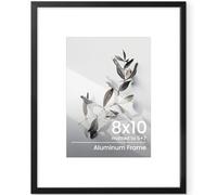 8x10 Picture Frame, Metal 8x10 inch Black Photo Frame, 8x10 Picture Frame with Mount for 5x7 Inch Display Tempered Real Glass Tabletop & Wall Mounting Display Poster Frame for Home & Wall Decor
