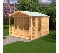 Shire Delmora 8 ft x 10 ft Summerhouse With Veranda, Brown