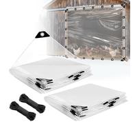 8x10ft Clear Tarps - 2 Pcs Anti-Tear Poly Tarpaulin, Heavy Duty Waterproof Transparent Patio Enclosure with Grommets Rope for Covering Chicken Coops Greenhouse Garden Plants
