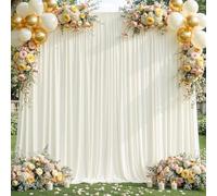 8x10FT Cream White Backdrop Curtains for Wedding Parties, Wrinkle Free Polyester Photography Backdrop Drapes for Wedding Baby Shower Birthday Parties Stage Background Stand Decorations 4x10ft,2 Panels