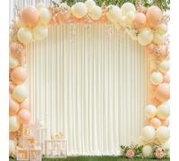 8x10FT Ivory Backdrop Curtains for Wedding Parties, Wrinkle Free Polyester Photography Backdrop Drapes for Wedding Baby Shower Birthday Parties Stage Background Stand Decorations 4x10ft,2 Panels