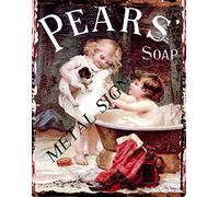 8x10in PEARS SOAP(PUPPY) BATHROOM METAL SIGN RETRO VINTAGE STYLE 8x10in 20x25cm