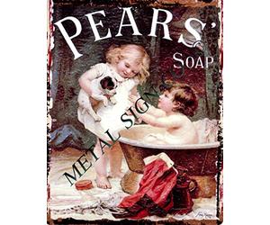 8x10in PEARS SOAP(PUPPY) BATHROOM METAL SIGN RETRO VINTAGE STYLE 8x10in 20x25cm
