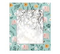 8x10inch Photo Frame Wooden Photo Display,Stand Tabletop and Wall Mounting Wood Picture Frames Cartoon Elephants Flowers Leaves