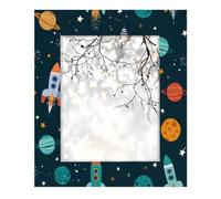 8x10inch Photo Frame Wooden Photo Display,Stand Tabletop and Wall Mounting Wood Picture Frames Cartoon Outerspace Rocket Planet
