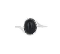 8x10mm Black Onyx Silver Eternity Ring