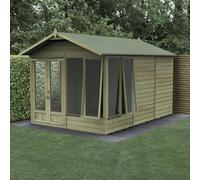 8x12 Forest Beckwood Apex Summerhouse with Double Doors - 25yr Guarantee - 2 Opening Windows - With Installation