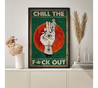 8x12 IN Chill Out Poster Cannabis Poster Vintage Cannabis Art Marijuana Poster Pot Head Weed Mental Health Awareness Funny Smoking Poster Metal Tin Sign Plaque Wall Decor Art