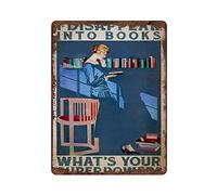 8x12 IN I Disappear Into Books What's Your Superpower Tin Sign Love Reading Reading Girl Book Lover Gift Home Decor Vintage Metal Sign Plaque Metal Funny Tin Sign Entryway Decor Gallery Wall Signs