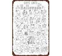 8x12 IN Metal Tin Sign Halloween Advent Countdown Calendar Coloring Poster Tin Sign Home Kitchen Restaurant Cafe Haunted House Party Art Metal Sign Retro Gift