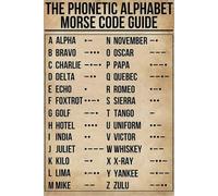 8x12 IN The Phonetic Alphabet Morse Code Guide Funny Retro Metal Tin Sign Vintage Aluminum Sign for Home Garden Coffee Wall Decor