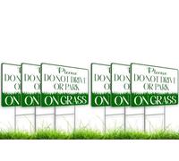 8x12 inch 6X Please Do Not Drive or Park on Grass Yard Plastic Sign - No Parking on Grass Double Sided Sign - Stay Off Grass for Yard - No Parking Signs with Stand - Stay Off and Keep off Grass Sign