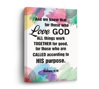 8X12 Inch Canvas Wall Art with Inspirational Quote And We Know That for Those Who Love God All Things Work Together for Good, for Those Who Are Called Picture Artwork for Kitchen Bathroom Bedroom