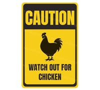 8x12 Inch "Caution Watch Out for Chicken" Aluminum Sign - Zoo Gate Warning