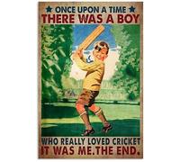 8X12 Inch Once Upon A Time There was A Boy Who Really Loved Cricket It was Me Poster Tin Metal Sign Wall Art for Home Bathroom Decor