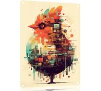 8x12 Inch Retro Chicken Metal Tin Sign - Vintage Farmhouse Wall Decor For Home,Kitchen,Bathroom,Bar - Charming Farm Animal Design For Country Life Lovers,Nature Fans,And Poultry