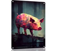 8x12 Inch Retro Pig Metal Tin Sign - Vintage Farmhouse Wall Decor For Home,Kitchen,Bathroom,Bar - Charming Farm Animal Design For Country Life Lovers,Nature Fans,And Livestock Enthusiasts