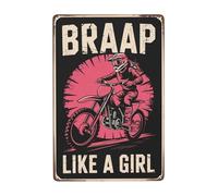 8X12 Inches Braap Motorcycle Girl Motocross Dirt Bike Classic Wall Plaques For Home Decor,Room Decor Aesthetic,Garden,Office Vintage Retro Gothic Boho Farmhouse Signs Poster Hanging Wall Art