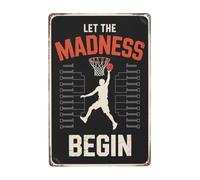 8X12 Inches Let The Madness Begin Basketball Madness College March Wall Plaques Decor For Living Room,Bedroom,Home,Office,Patio,And More Unique Vintage Retro Aesthetic Design