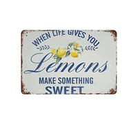 8x12 inches Retro Lemon Tin Signs Vintage Style When Life Gives You Lemons Make Something Retro Vintage Lemon Aluminum Summer Sign for Home Kitchen Coffee Country Wall Decor