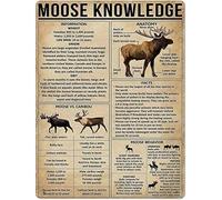 8x12 Inches Retro Moose Tin Signs Knowledge Animal Wall Decoration Poster Home Kitchen Infographic Restaurant Cafe Art Metal Sign Retro Gift