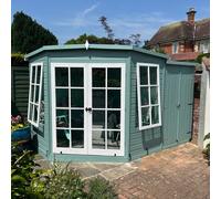 8x12 Shire Hampton Premium Corner Summerhouse with Side Shed