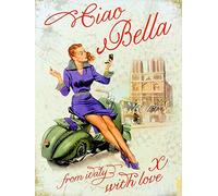 8x12Inch Metal Tin Sign,Ciao Bella Art Plaque Home Wll Decor For Coffee Bar Room Vintage Decor
