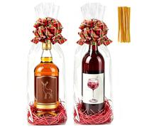 8x16 Cellophane Bags, 50 Pack Clear Gift Bags with Flat Bottom Gusset & 60 Twist Ties, 2.8 Mil Thick Stand-Up Cellophane Gift Bags for Wine Bottles, Treats, Candy, Bakery, Tall Gifts, Party Favors