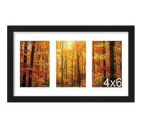 8x16 Inch Photo Frames Multiple Pictures, 3 Opening 6x4 Inch Multi Picture Frames for Wall, Black Collage Photo Frame for Family Living room, Bedroom, Corridor, Staircase