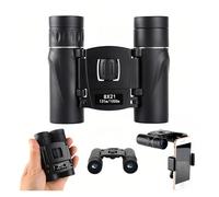 8X21 Binoculars Black, Compact High-Definition Binoculars for Adults & Kids with Universal Phone Clip - Perfect for Bird Watching, Travel, Camping, Concerts & Outdoor Activities