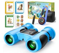 8X21 Binoculars for Kids - Outdoor Explorer Kit with 25 Fun Cards, Compass & Magnifying Glass Gift for 3-12 Year Old Boys Toys Age 3-12 Garden Games for Football Matches, Hiking