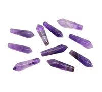 8x30mm Hexagonal Column Tower Point, Natural Amethyst Tiger Eye Crystal for DIY Jewelry Pendant Necklace 5PCS