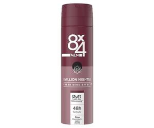 8X4 Men Million Nights Deodorant Spray for Men with Oriental Fragrances, Deodorant without Aluminium (ACH) with 48h Reliable Protection (150 ml)