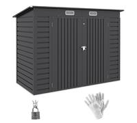 8x4FT Metal Garden Storage Shed Double Door Tool Bike Store Outdoor Grey