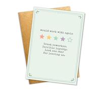 (8x5.3Inch) Would Work With Again Great Coworker Terrible Loyalty Lost One Star For Leaving Us Card Funny Sarcastic Office Greeting Card with Stars Illustration, Red Envelope Included, Humor, Coworker