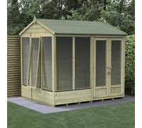 8x6 Forest Beckwood Reverse Apex Summerhouse with Double Doors - 25yr Guarantee - 1 Opening Window - With Installation
