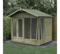 8x6 Forest BeckwoodShiplap Apex Summerhouse with Double Doors - 25yr Guarantee - 1 Front Opening and 1 Side Opening Window - Delivery Only