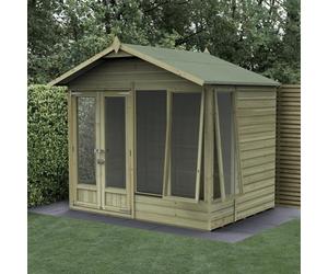 8x6 Forest BeckwoodShiplap Apex Summerhouse with Double Doors - 25yr Guarantee - 1 Front Opening and 1 Side Opening Window - Delivery Only