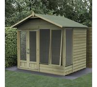 8x6 Forest BeckwoodShiplap Apex Summerhouse with Double Doors - 25yr Guarantee - 1 Front Opening Window - Delivery Only