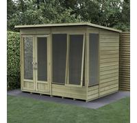 8x6 Forest BeckwoodShiplap Pent Summerhouse with Double Doors - 25yr Guarantee - 1 Front Opening Window - Delivery Only