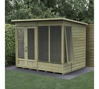 8x6 Forest BeckwoodShiplap Pent Summerhouse with Double Doors - 25yr Guarantee - 1 Side Opening Window - With Installation