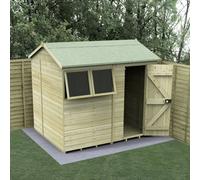 8x6 Forest Timberdale TG Pressure Treated Reverse Apex Shed - With 2 Opening Windows - With Installation