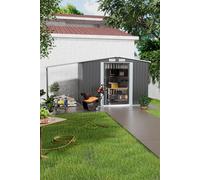 8x6 ft Apex Metal Shed Garden Storage Shed Double Door with Garden Shelter Living and Home Grey One Size