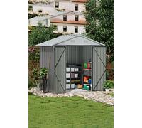 8x6 ft Apex Metal Shed Garden Storage Shed with Lockable Double Door,Grey Living and Home Grey One Size